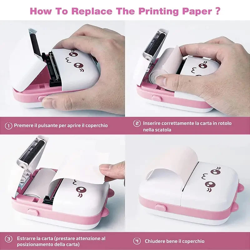 Tragbarer Mini-Thermodrucker, kabelloser Drucker mit Bluetooth